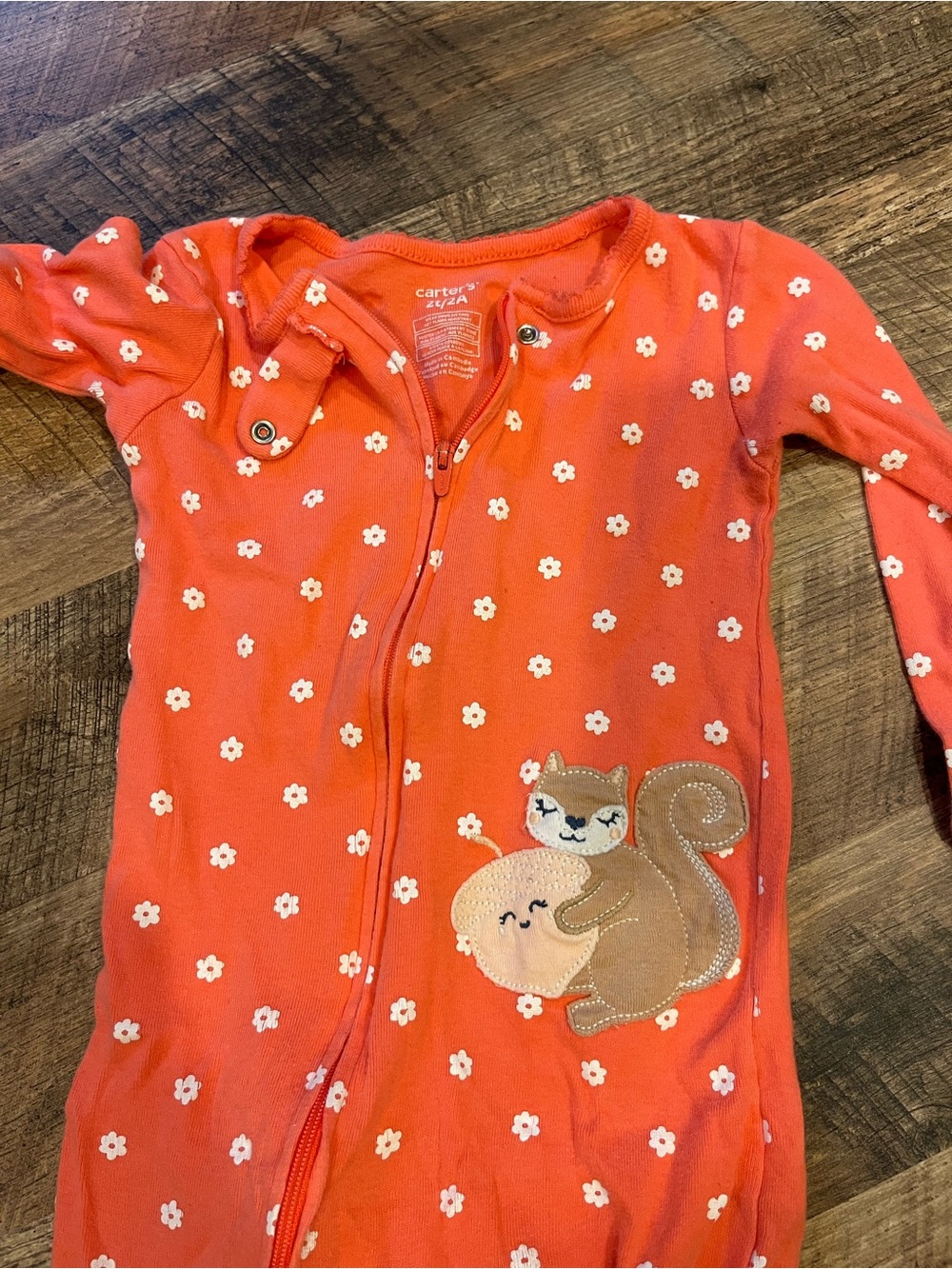 Carter's Coral Floral Sleep Sack with Squirrel Applique